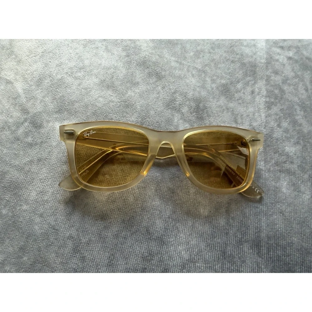 Ray-Ban RB2140 6059/X4 Women's Square Sunglasses Clear Frame Brown Tinted